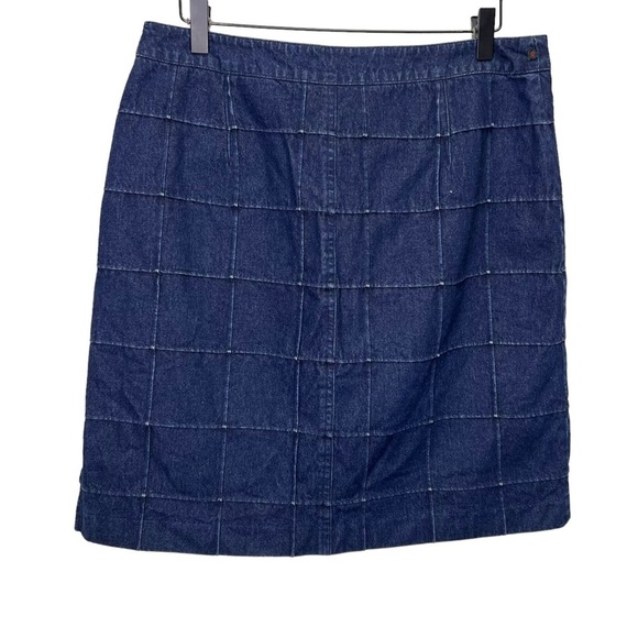 Lauren Ralph Lauren Windowpane Plaid Checkered Denim Blue Pencil Skirt Size 10 - Picture 5 of 8